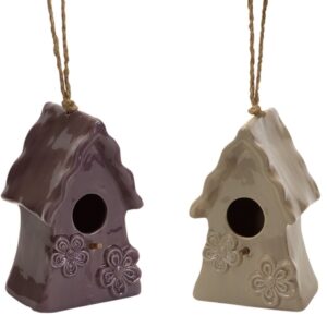 Melrose International 58737 12.5 in. Ceramic Hanging Bird Houses,